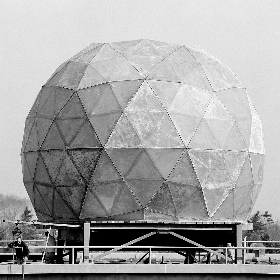 Geodesic radome, first developed at Lincoln Laboratory for DEW Line radars.