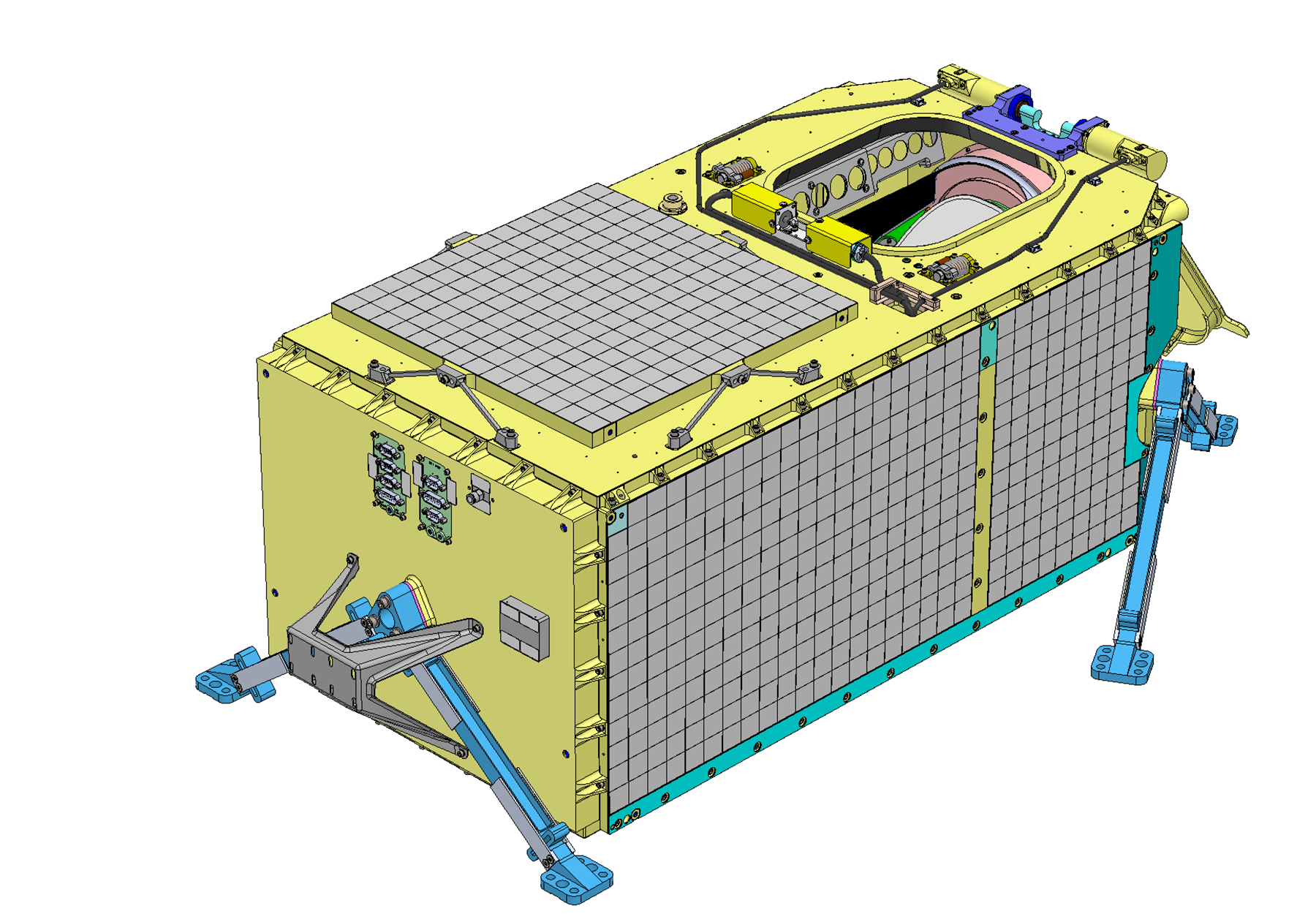 Illustration of the SĀCHI. Payload size is 45 × 31 × 19 inches, with a mass of 154 pounds.