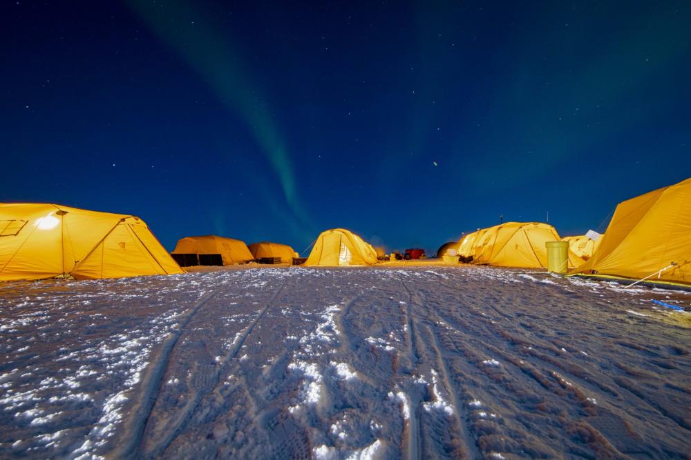The Northern Lights illuminate the Arctic sky over Ice Camp Queenfish. Photo: U.S. Navy Petty Officer 1st Class Cameron Stoner.