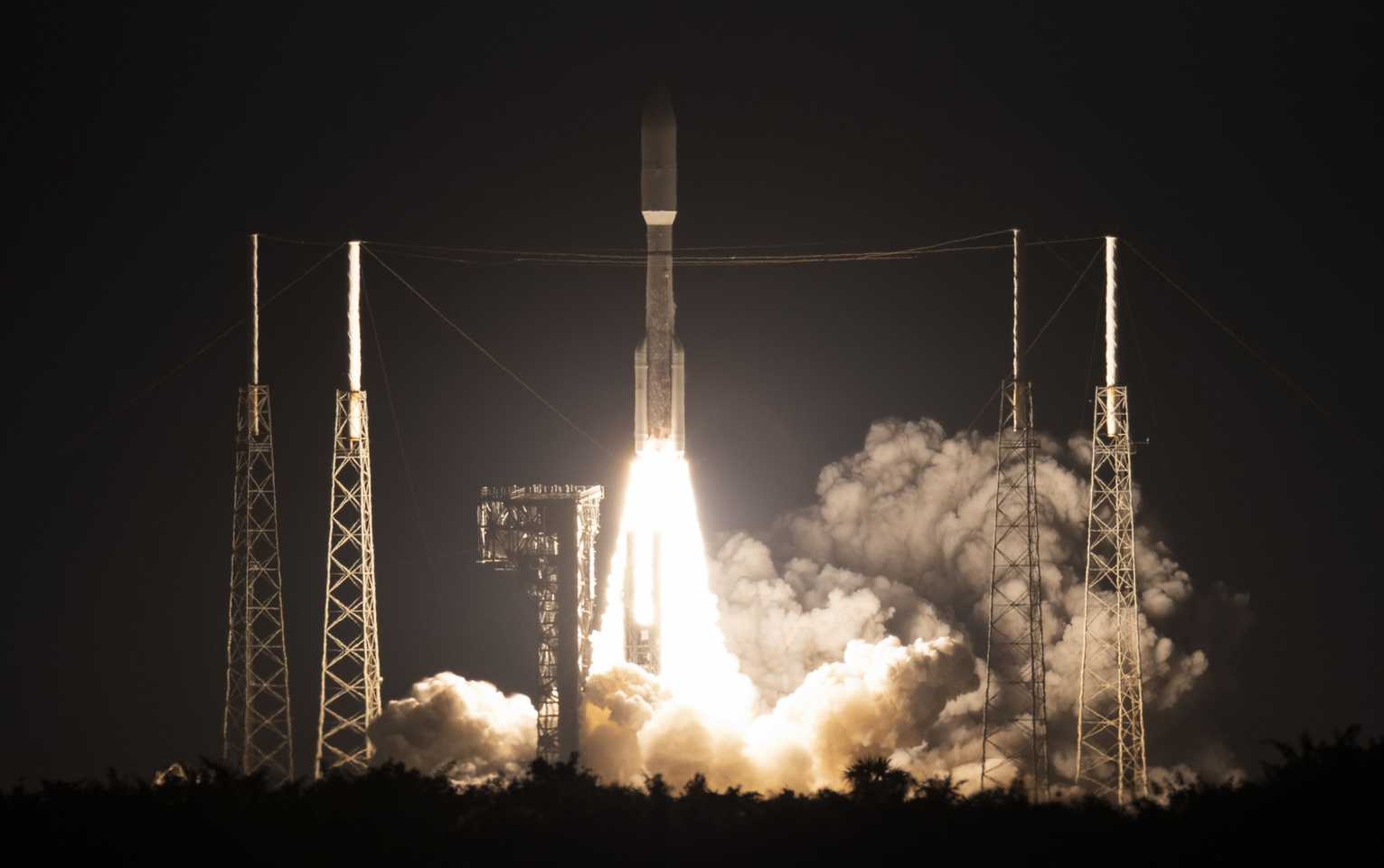 A communications payload launches aboard its host satellite. 