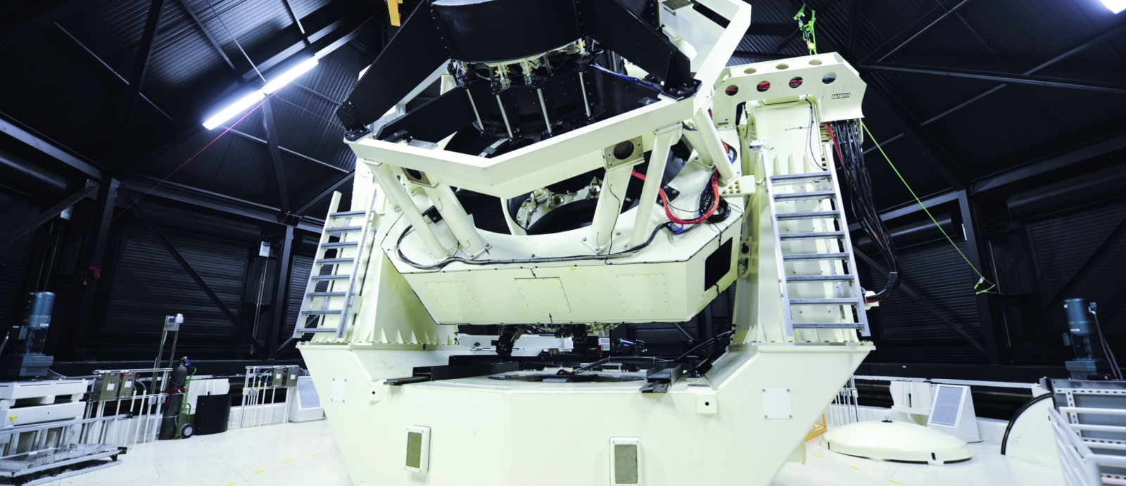 This is a photo of the Space Surveillance Telescope inside a facility at its original site on the White Sands Missile Range in New Mexico.  