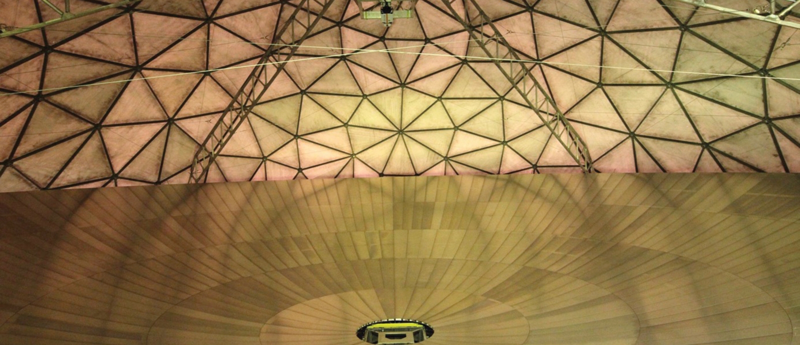 Surface of the Haystack Ultrawideband Satellite Imaging Radar antenna as seen from inside the radome.