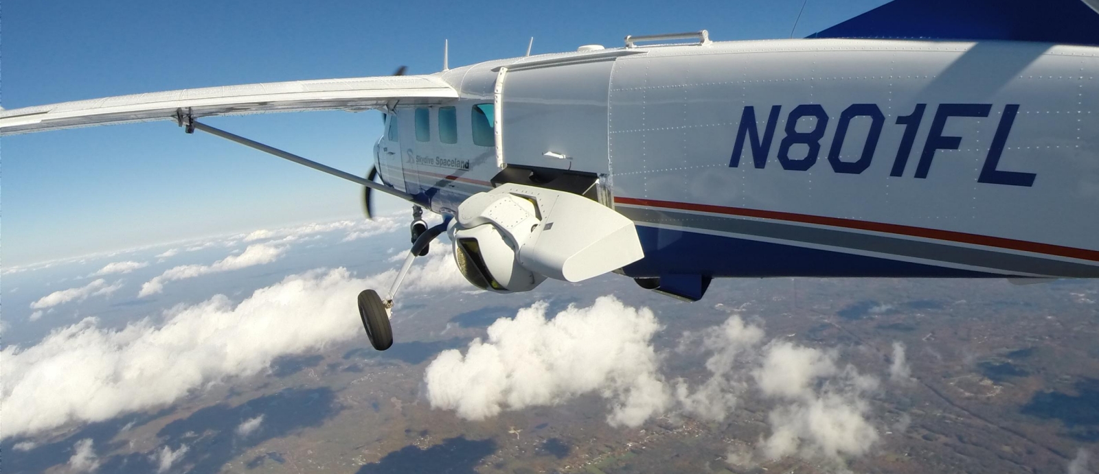 View from aircraft equipped with sensors for surveillance.