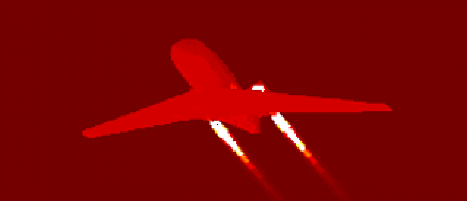 Modeled infrared signature of an aircraft.