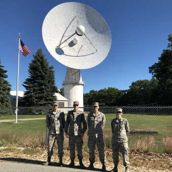 These participants in the Space Tactics Internship spent part of their instructional time at the L-band Millstone Hill radar in Westford, Massachusetts.
