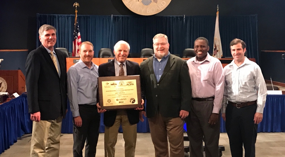 Left to right: Captain Tim Miner, APA; Mark Phaneuf, Air Line Pilots Association; James Evans; John Kosak, National Business Aviation Association; John Gordon, Airline Dispatchers Federation; Eric Avila, National Air Traffic Controllers Association.