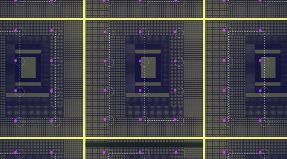 an illustration of a chip with oscillators represented as circles. 