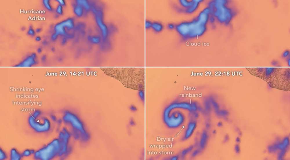 An animation showing how Hurricane Adrian evolved from June 28 to 29, 2023.