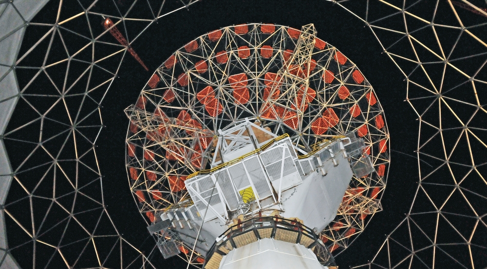 Haystack Ultrawideband Satellite Imaging Radar at night