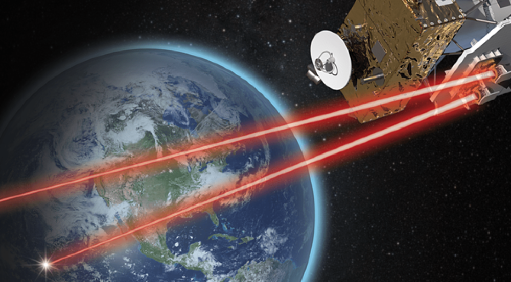 A rendition showing the concept of laser communications relay. 