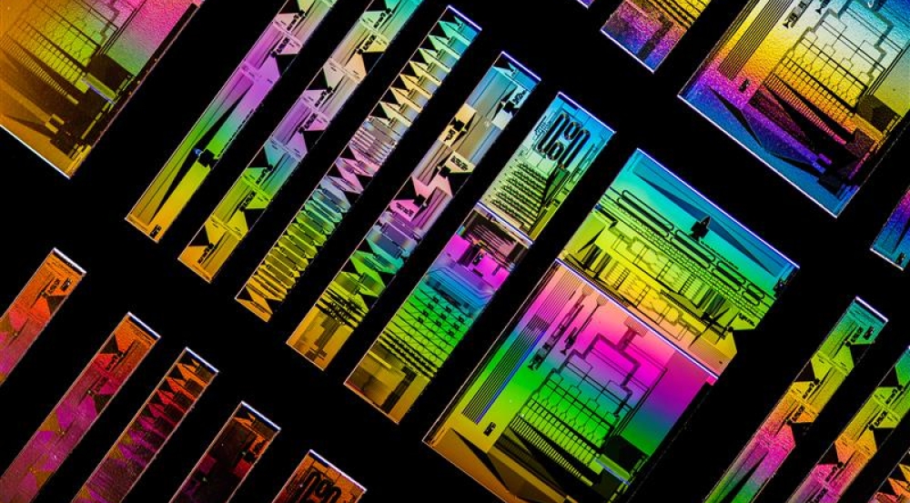 Fabricated silicon nitride integrated photonics circuits. 