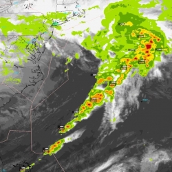 The Offshore Precipitation Capability tool fuses data to estimate the location and intensity of precipitation that is outside of radar coverage and uses machine learning to depict this estimate as a radar-like image.