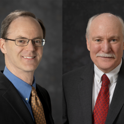 A headshot of James Kuchar (left) and of Grant Stokes (right). 