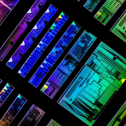 A prototype photonic integrated circuit. 