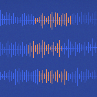 blue speech waves with middle of wave highlighted orange. 
