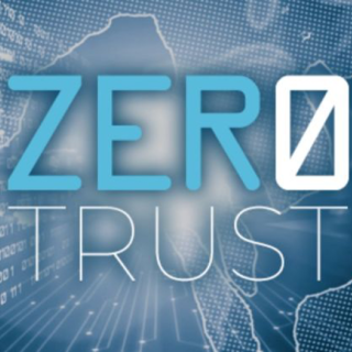 a graphic of the words "zero trust" with an abstract visual of 0s and 1s in the background.