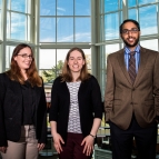 Left to right, Francesca D'Arcangelo, Emily Fenn, and Vijay Gadepally were named winners of the Armed Forces Communications and Electronics Association International's 2017 40 Under 40 Awards. Photo: Nicole Fandel