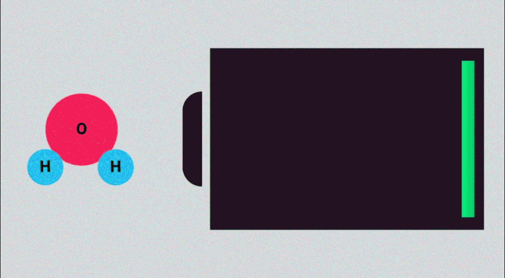 This animation shows the water-splitting mechanism at work inside the research team’s nanoscale batteries. Animation: Bryan Mastergeorge