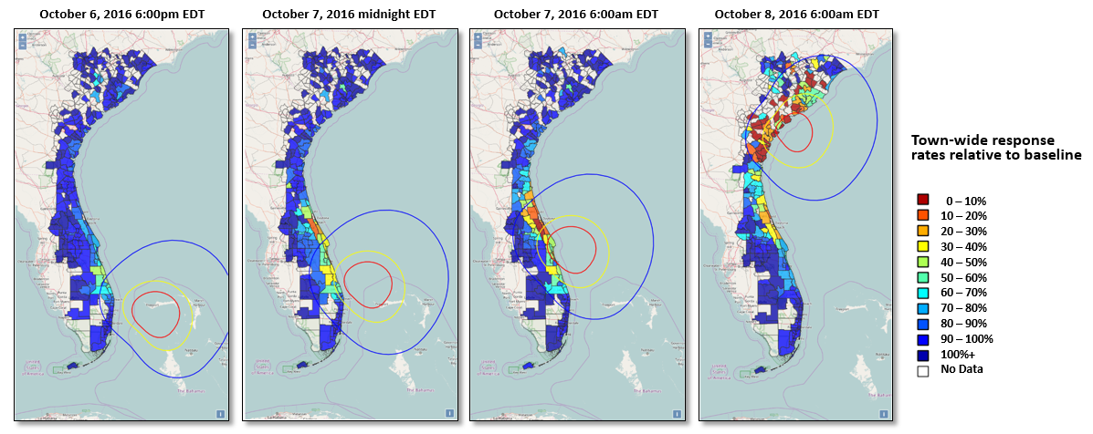 This graphic shows power outage maps of Florida after Hurricane Matthew..