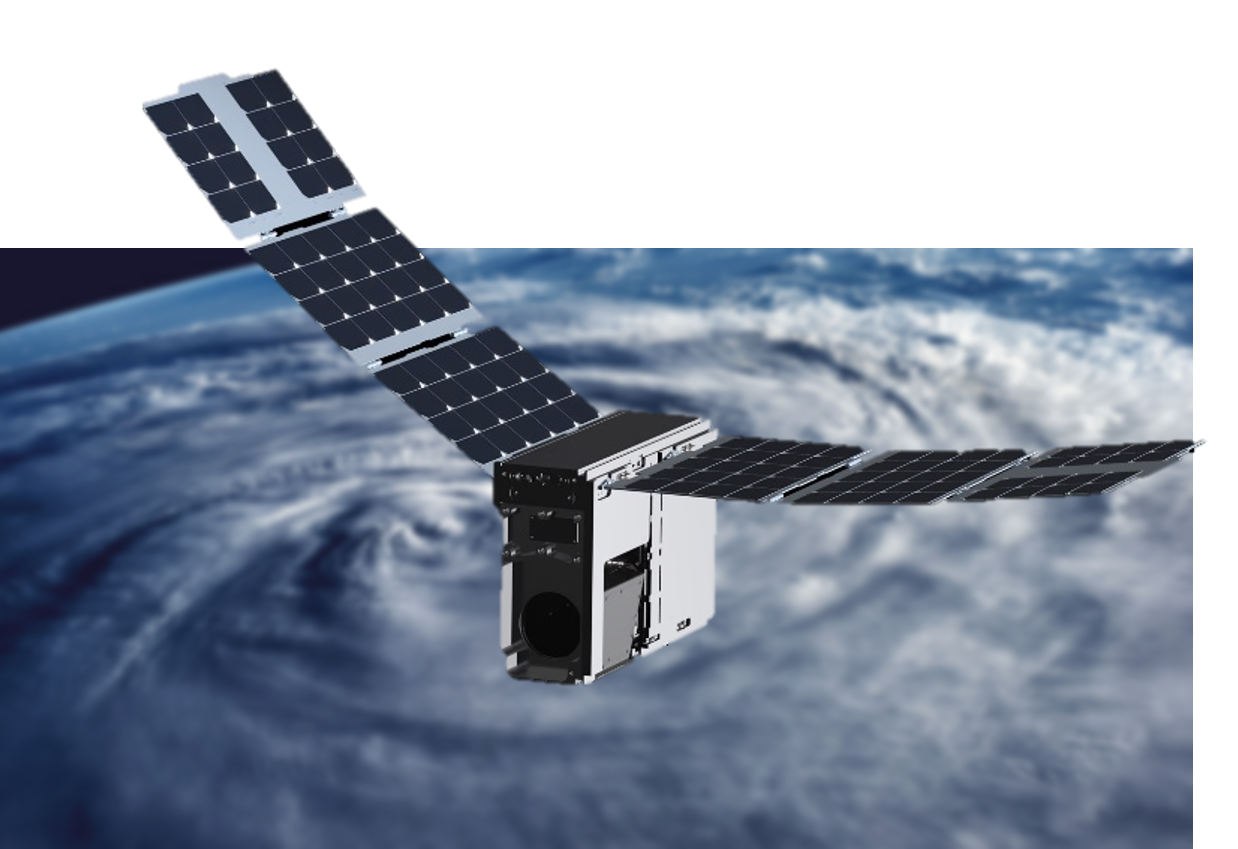 Composite drawing of CubeSat in orbit