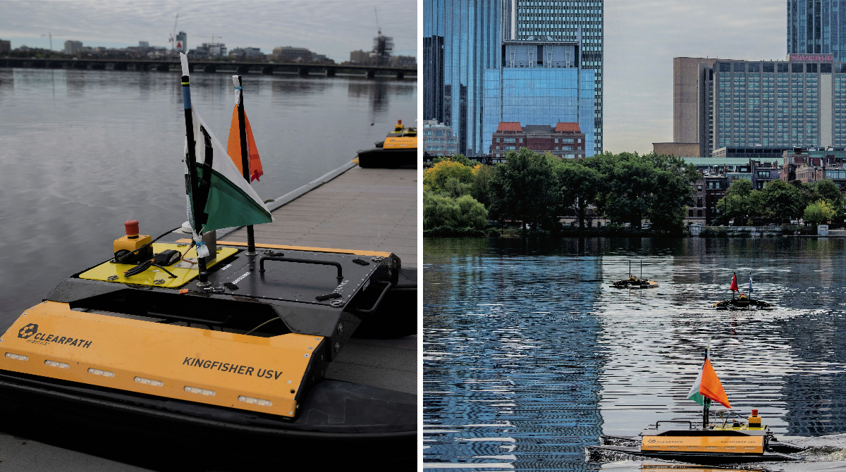 Photographs of unmanned surface vessels.