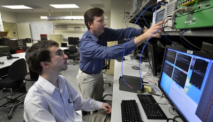 Staff can use a private wireless network to research mobile device technology in the Mobile Device Lab.