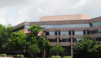 An exterior building photo of Lincoln Laboratory's Huntsville Field Site in Huntsville, Alabama.