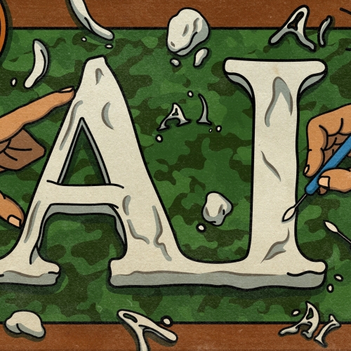 An illustration showing the letters "AI" being molded.