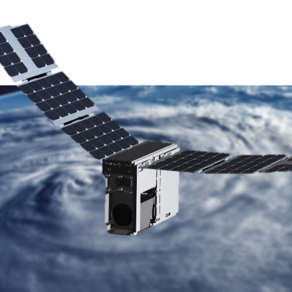 Composite drawing of CubeSat in orbit
