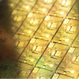 A fully depleted silicon-on-insulator complementary metal oxide semiconductor circuit wafer.