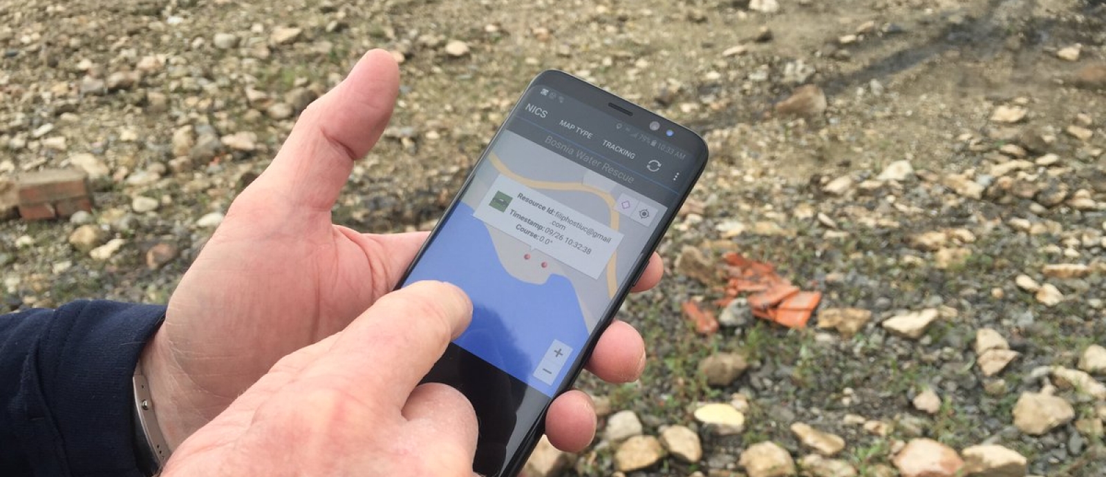 The NICS mobile app allowed users on scene to input real-time information while also monitoring information from commanders or other responders. Photo courtesy of DHS S&T