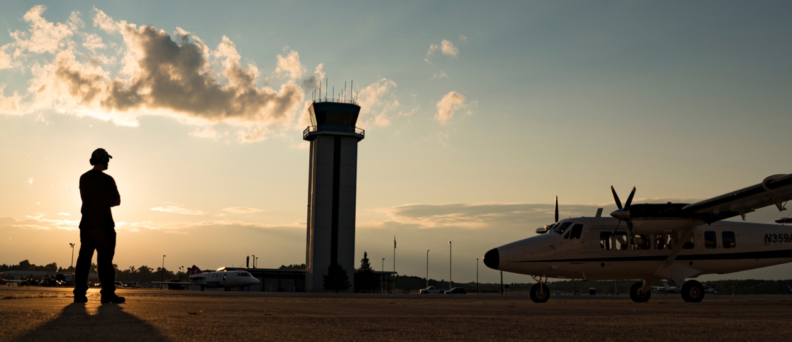 The Twin Otter aircraft, with the Laboratory's ladar system on board, prepares to take off for its mission in Texas. Photo: Glen Cooper.