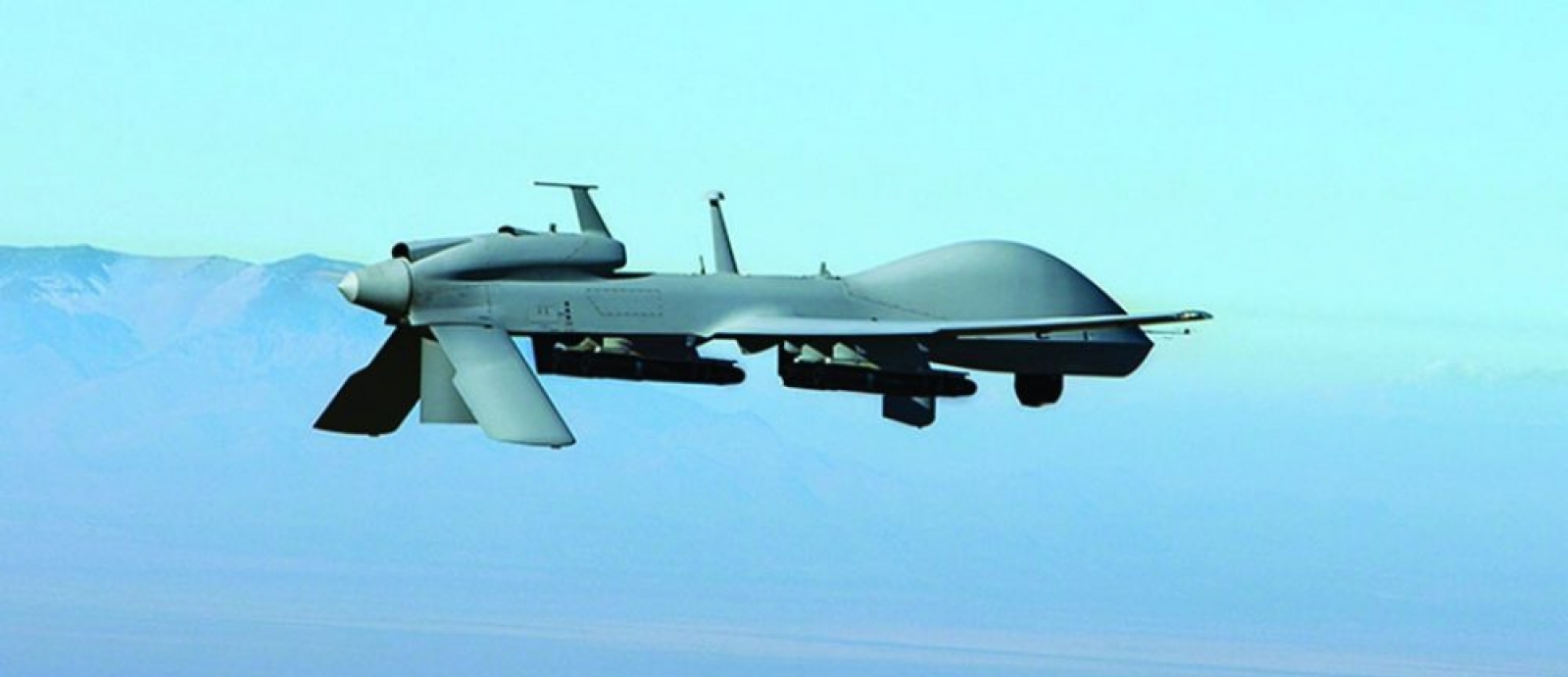 Flying unmanned aerial vehicle.