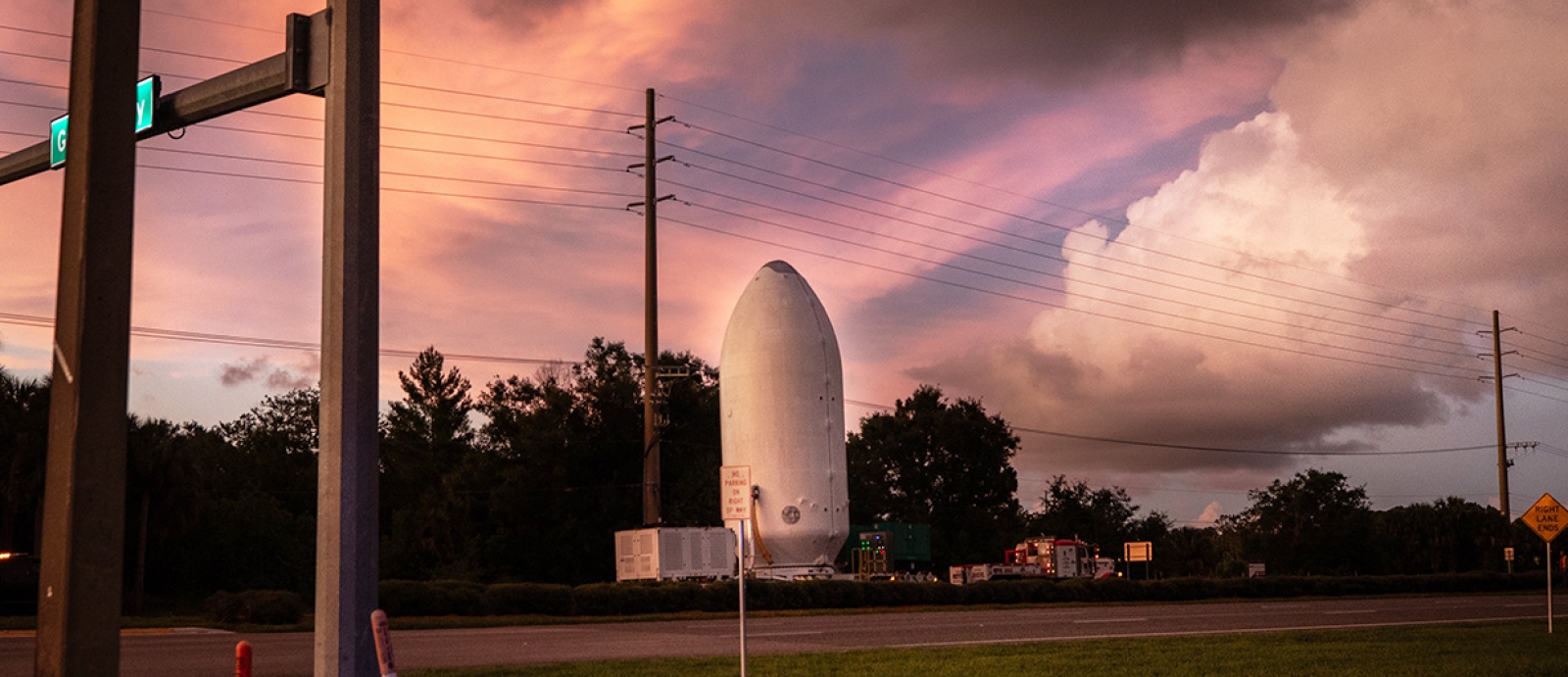 GOES-19, the last of four giants, rolls toward its launch pad at the Kennedy Space Center earlier this month.BEN SMEGELSKY/NASA