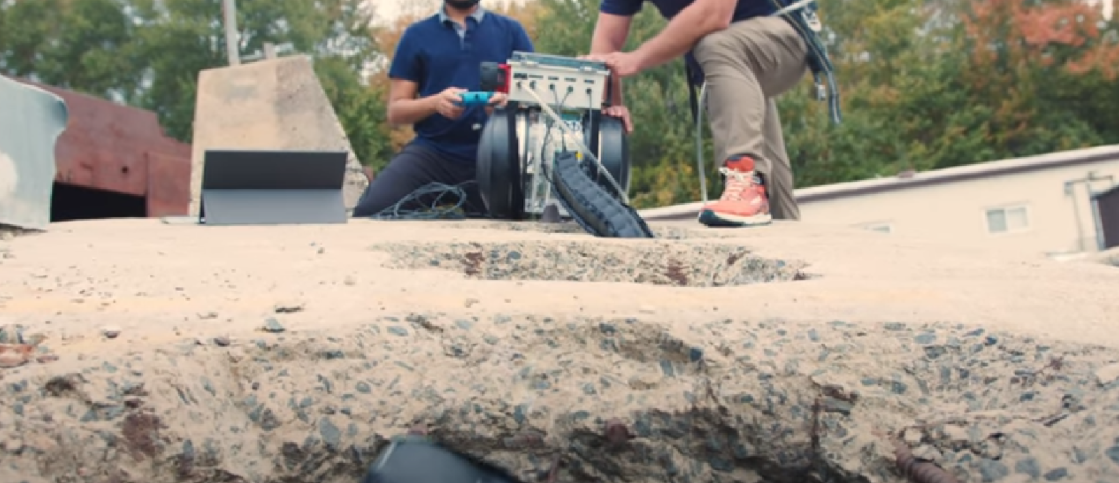 The SPROUT team tests the robot's ability to move through difficult rubble space.