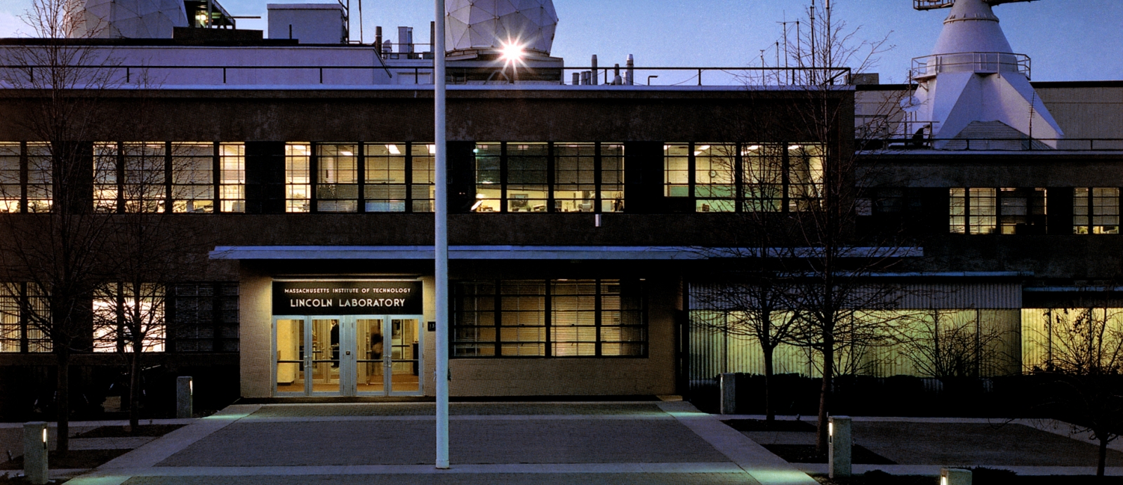 MIT Lincoln Laboratory entrance from before rennovations were completed in 1994.