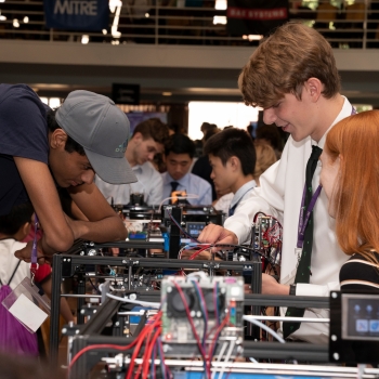 Students from the Hacking a 3D Printer course display their work to visitors in the MIT Stratton Student Center. Photo: Glen Cooper