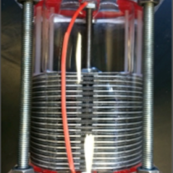 This is a photograph of a prototype aluminum battery.