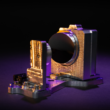 Photograph of the prototype two-mirror freeform optical design, fabricated via diamond turning, provides a wide field of view and a large aperture.