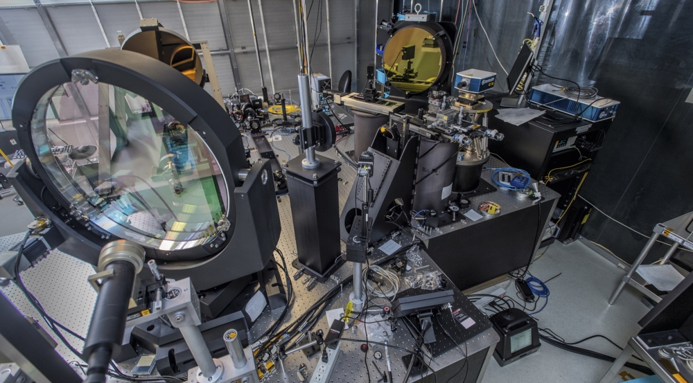 Optical equipment is housed under a clean tent.