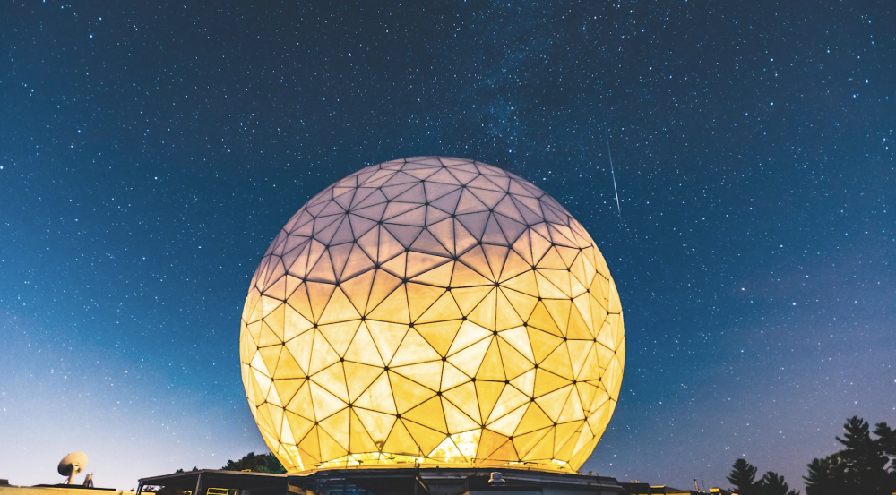 a photo of the radome of a radar. 