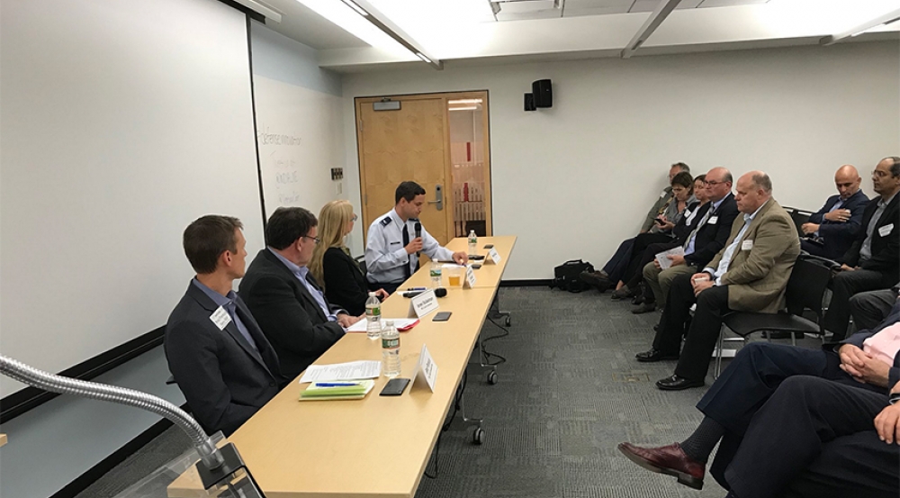 Israel Soibelman, center left, joined by Brad Pantuck, Navy Rapid Innovation Fund, Charlene Stokes, MITRE Corporation, and Michael McGinley, Defense Innovation Unit Experimental.