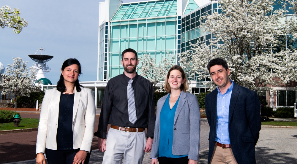 The 2019 Young AFCEA 40 Under 40 award winners from Lincoln Laboratory are, from left to right, Anu Myne, Mark Veillette, Meredith Drennan, and Alexander Stolyarov.