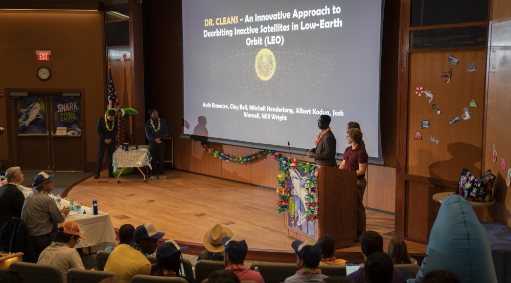 The DR. CLEANS team presented their project idea at the final Interns vs. LL Tech Sharks event on July 22.