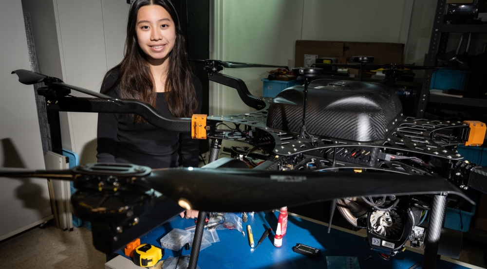Chloe Kindangen assessed the environmental impact of operating drones like the one seen here, on wildlife.