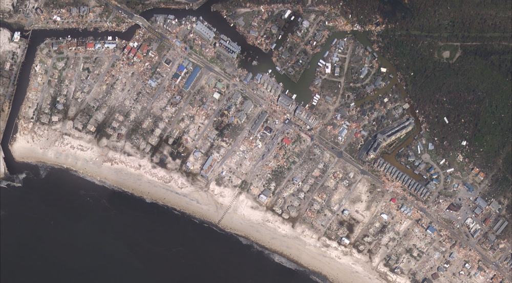 This image shows Mexico Beach, FL, after it sustained damage from Hurricane Michael in 2018. It was taken through NOAA’s Emergency Remote Sensing program. Satellites could provide similar information after more incidents. (Image courtesy of NOAA.)