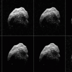Asteroid 2015 TB145 (the "Halloween Asteroid") is depicted in eight individual radar images collected on Oct. 31, 2015 between 5:55 a.m. PDT (8:55 a.m. EDT) and 6:08 a.m. PDT (9:08 a.m. EDT).