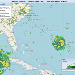 Screenshot of the HURREVAC application during Hurricane Florence.