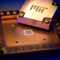 A photo of a computer chip with MIT etched into it