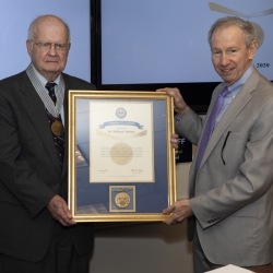 William Delaney was presented with the 2019 Eugene G. Fubini Award for years of providing exemplary scientific and technical guidance to the Department of Defense. Photo: Office of the Secretary of Defense Public Affairs